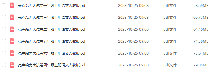 1-6年級2023秋季版《亮點(diǎn)給力大試卷》語文人教版上冊【含答案解析】
